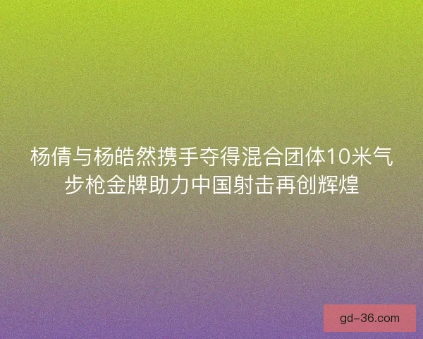 杨倩与杨皓然携手夺得混合团体10米气步枪金牌助力中国射击再创辉煌